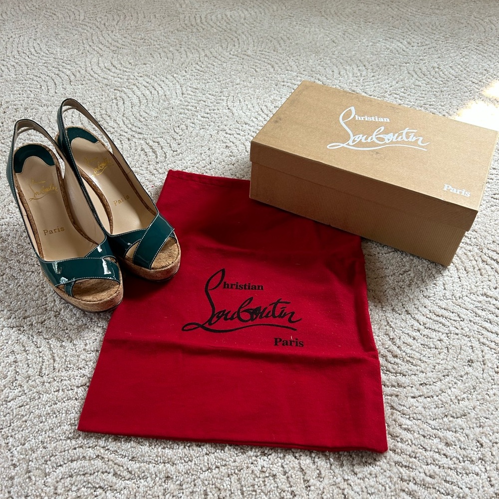 Christian Louboutin Shoes - Marpoil Blue/Green (Teal) Wedges - Size 38